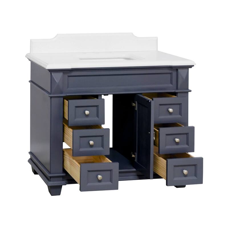 KitchenBathCollection Elizabeth 42" Bathroom Vanity with Quartz Top