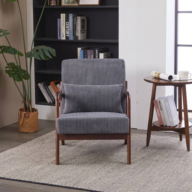 Mid-Century Modern Accent Chair, Arm Chair Living Room Chairs with Pillow