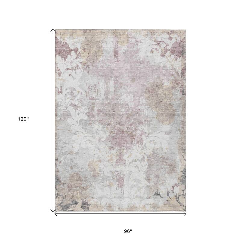 HomeRoots Damask Transitional Rectangle Outdoor Rug