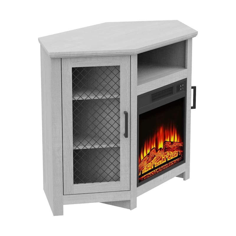 44.8" TV Stand Console with 18" Electric Fireplace and Shelves - N/A