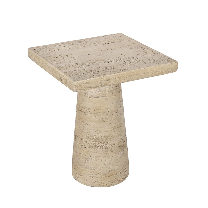 Cement Square Side Table with Pedestal Base