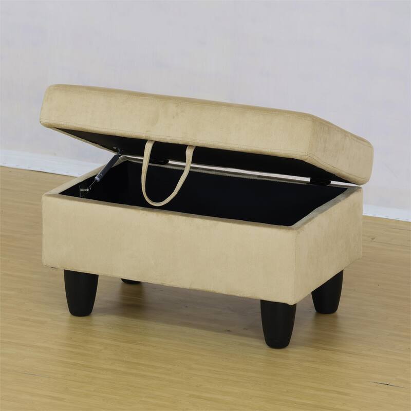 KISRAIS 28.5" Wide Upholstered Storage Ottoman