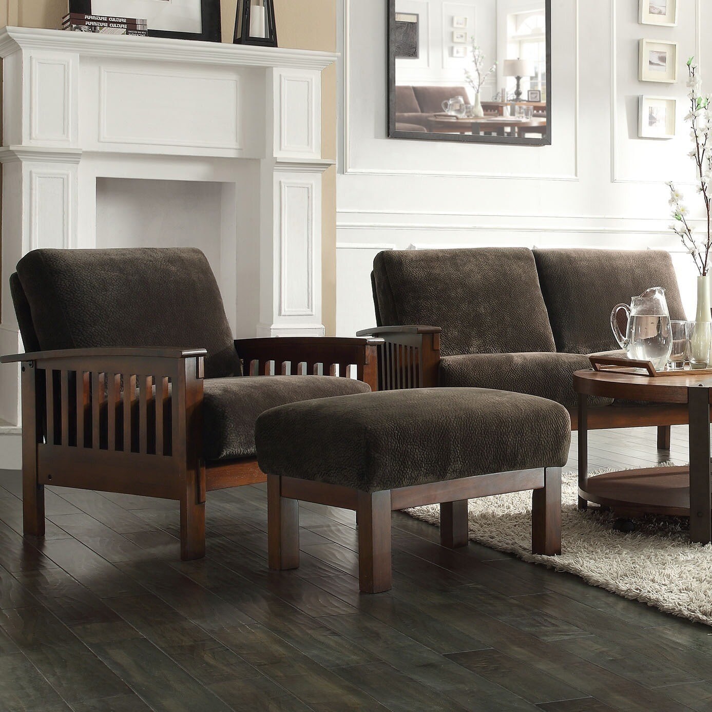 Hills Mission style Oak Chair and Ottoman by iNSPIRE Q Classic