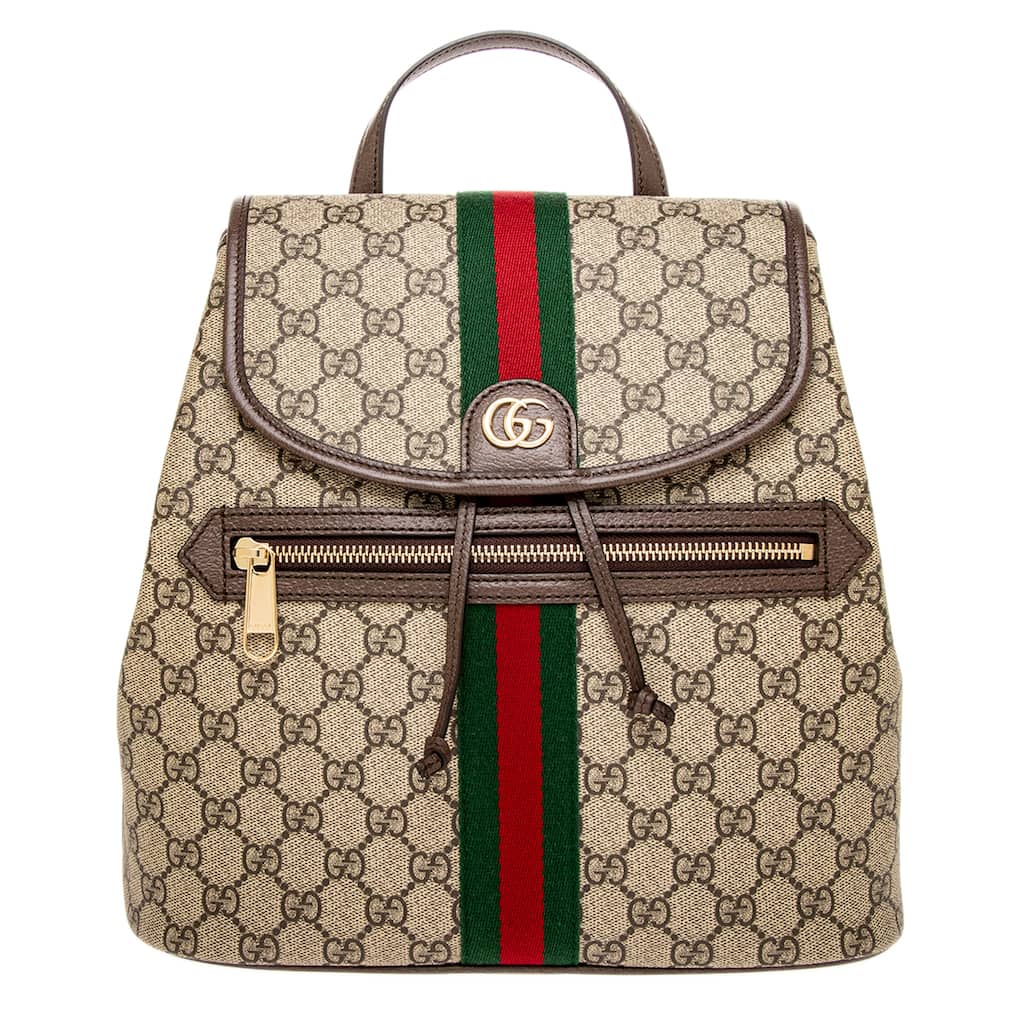 Gucci Ophidia Medium Backpack - Beige and Dark Brown with Multicolor