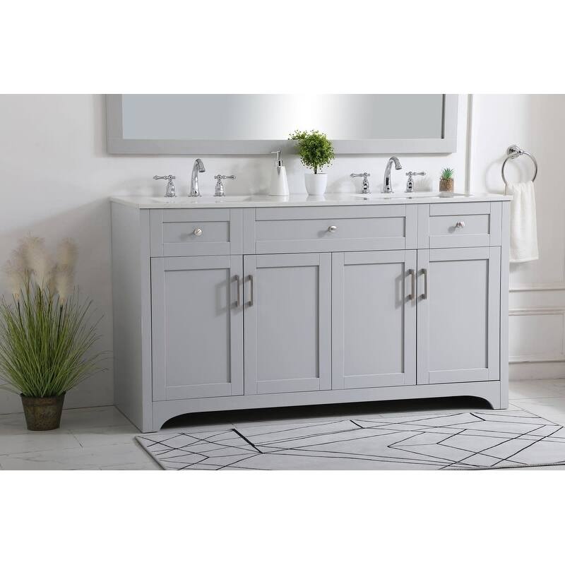 Elegant Lighting VF17060D Moore 60" Free Standing Double Basin Vanity