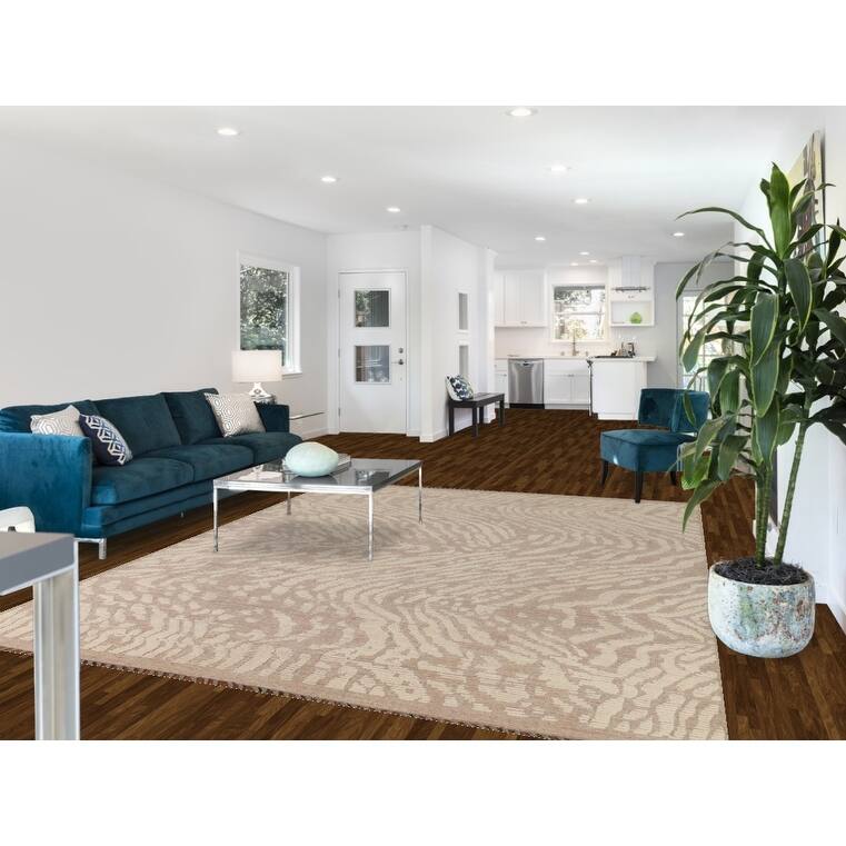 Earth Tone Abstract Moroccan Modern Area Rug Hand-Knotted Wool Carpet - 7'10" x 10'0"