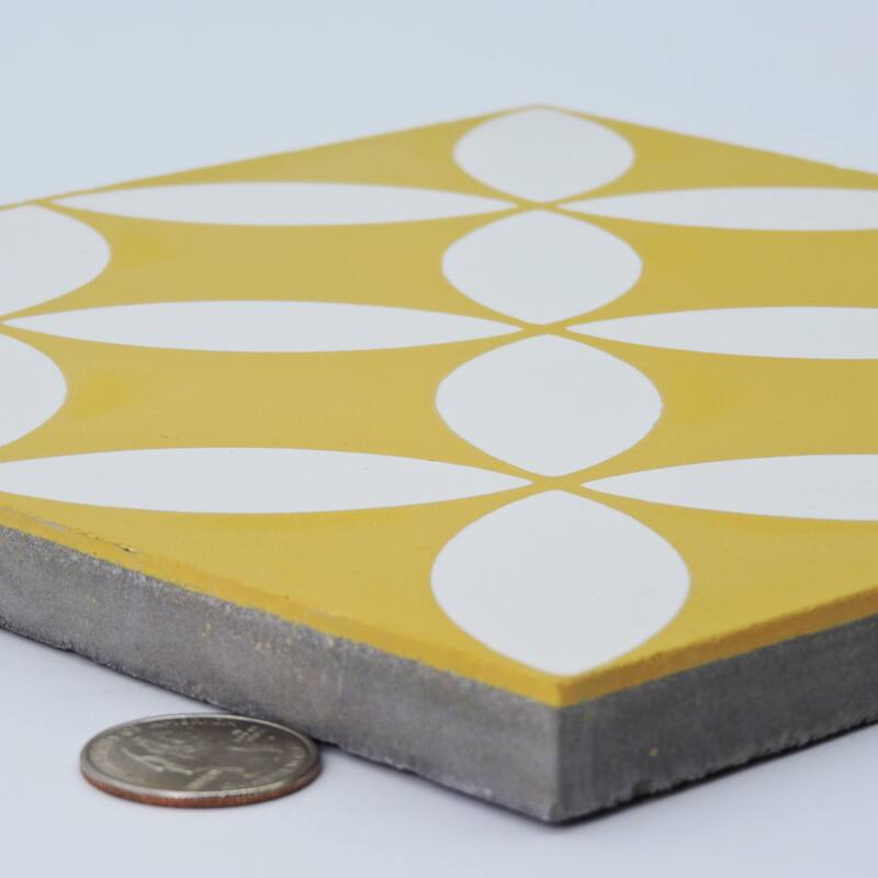 Amlo Handmade Cement Tile, 8x8, Yellow-White