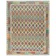 preview thumbnail 1 of 4, Shahbanu Rugs Colorful Veggie Dyes Shiny Wool Hand Woven Afghan Kilim Geometric Design Flat Weave Reversible Rug (10'2" x 12'9")
