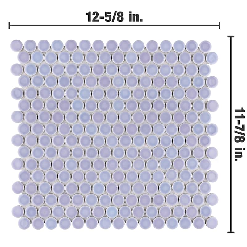 Merola Tile Hudson Penny Round Lavendar 11-7/8" x 12-5/8" Porcelain Floor and Wall Tile