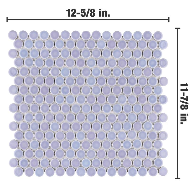 Merola Tile Hudson Penny Round Lavendar 11-7/8" x 12-5/8" Porcelain Mosaic Floor and Wall Tile