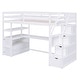 preview thumbnail 28 of 30, Twin Size Loft Bed with Desk, Shelves, Storage Staircase, and 2-Drawers in Grey for Maximized Space Bedroom
