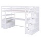 preview thumbnail 12 of 30, Twin Size Wood Loft Bed with Desk and Shelves,Storage Staircase and Drawers