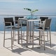 preview thumbnail 1 of 49, Cape Coral Outdoor 5-piece Aluminum Square Bar Set by Christopher Knight Home Grey Wicker/Wicker Tabletop