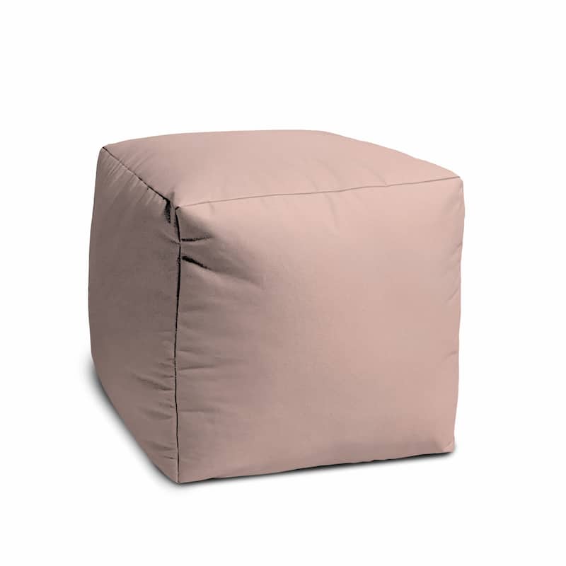 HomeRoots 17" Pale Pink Canvas Cube Outdoor Pouf Cover - 17' X '17' X '1