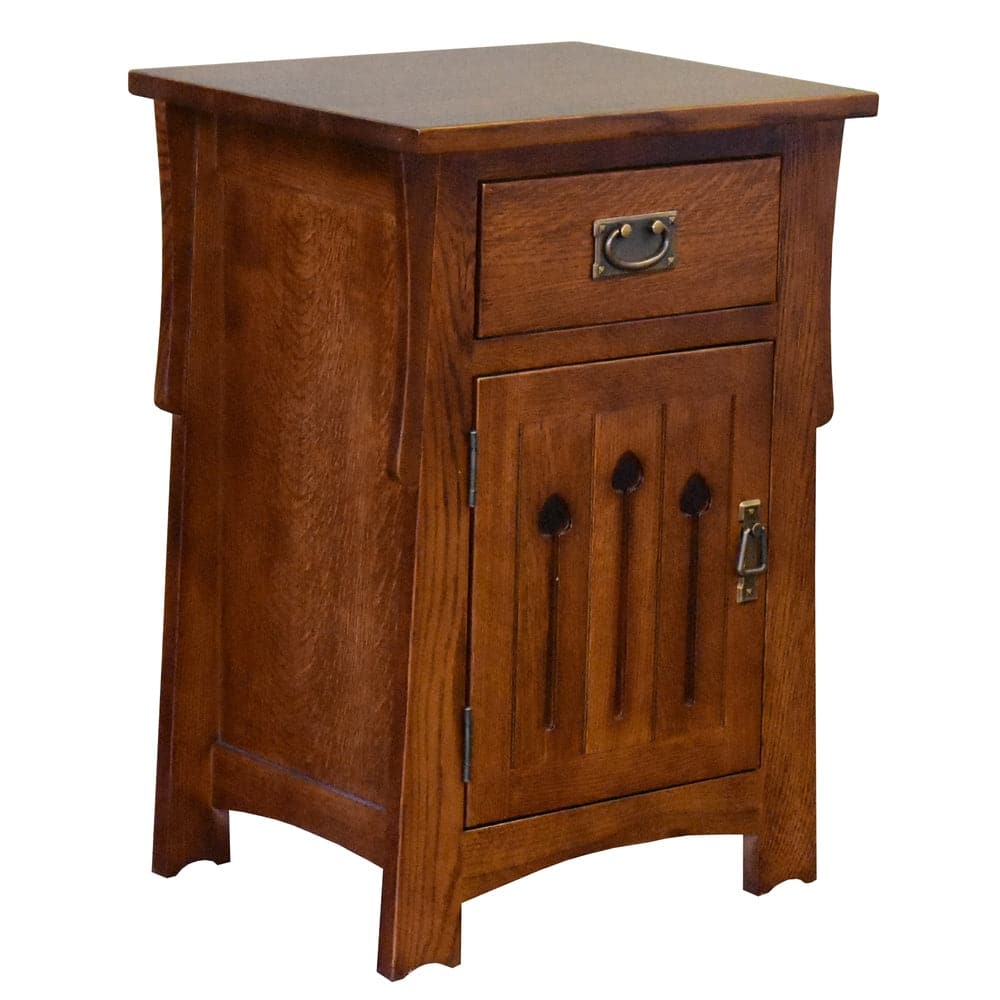 Mission Style Solid Quarter Sawn Oak Keyhole Nightstand - Model A26