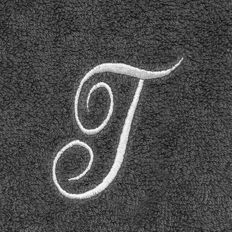 Avanti Linens Granite/Silver Script Monogram Fingertip Towel Letter T - Fingertip Towel