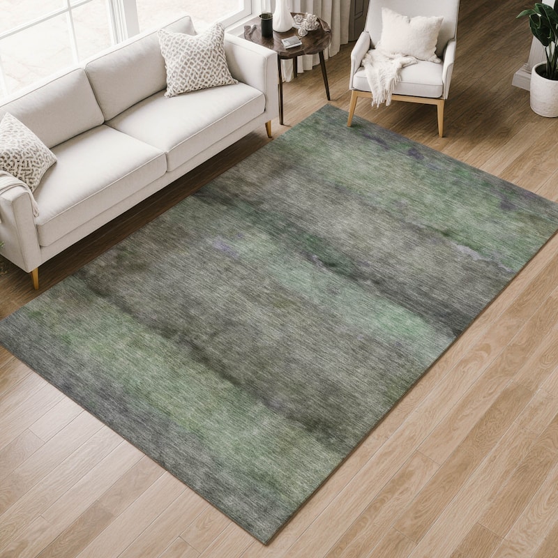 Machine Washable Indoor/ Outdoor Contemporary Ombre Chantille Rug