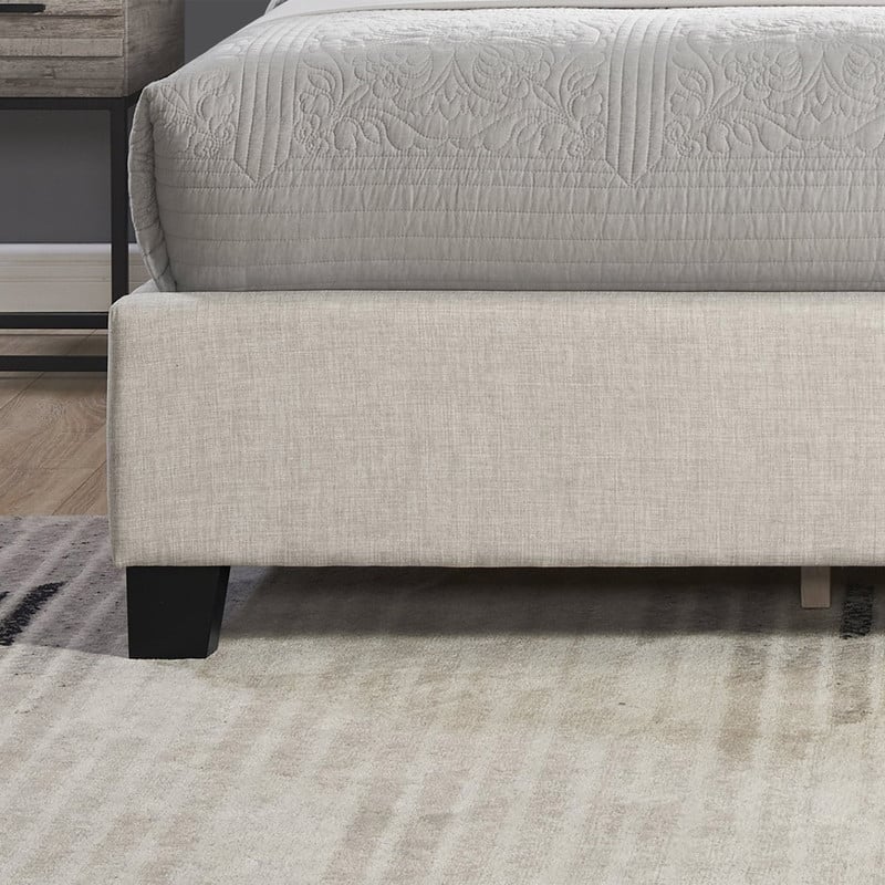 3-Piece Upholstered Bedroom Set, Tufted Wingback Bed with Two Nightstands - Gray/White