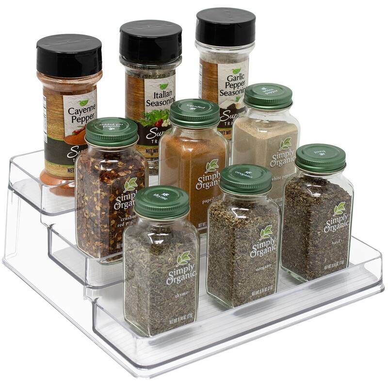 3-Tier Plastic Spice Rack - Countertop Shelf Organizer for Kitchen ...