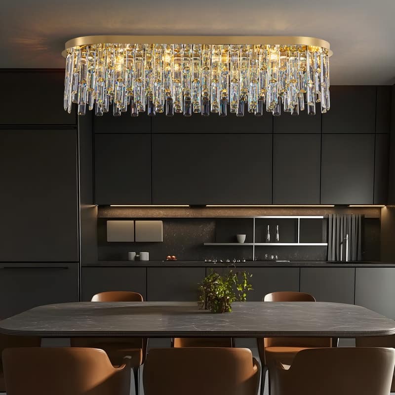 23.6 in. Chrome Crystal Chandelier Round Modern Chandelier Luxury Pendant Ceiling Light Fixture for Dining Room Living Room