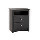 preview thumbnail 8 of 18, Broadway Black 2-drawer and Open Cubby Nightstand