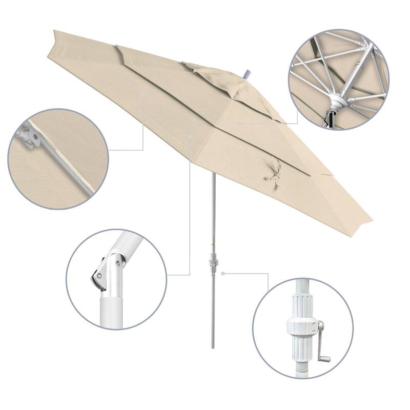 Perry 11ft Round Crank Lift Collar Tilt Aluminum Patio Umbrella by Havenside Home, Base Not Included