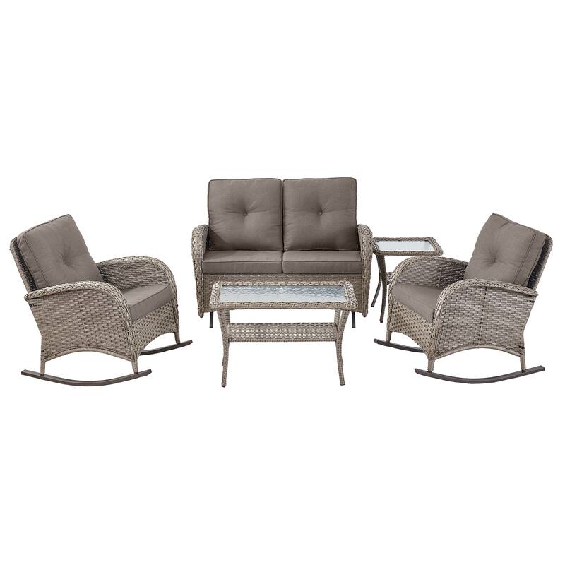 Outdoor Glider Sofa Rocker Chairs Coffee Table