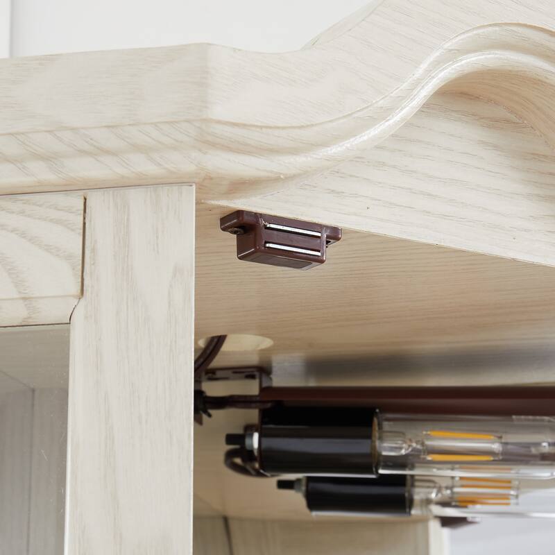 GDFStudio - Storage Corner Curio Cabinet with Lighted Glass Shelves