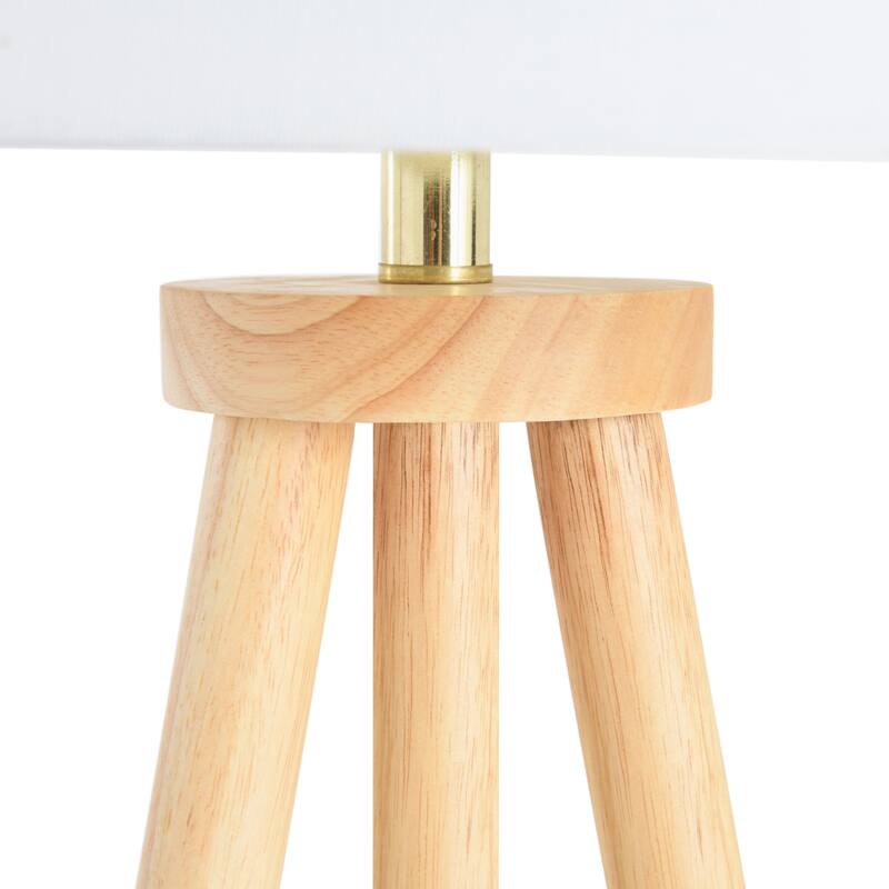Tripod Wood Floor Lamp with Linen Shade