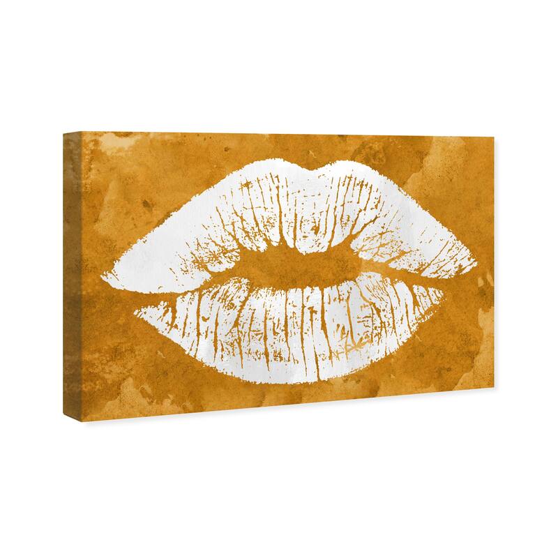 Wynwood Studio Fashion and Glam Solid Kiss Ochre Gold and Glam Wall Art Canvas Print