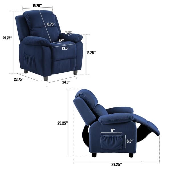 dimension image slide 2 of 3, Kids Recliner Chair, Toddler Ergonomic Adjustable Lounge Sofa