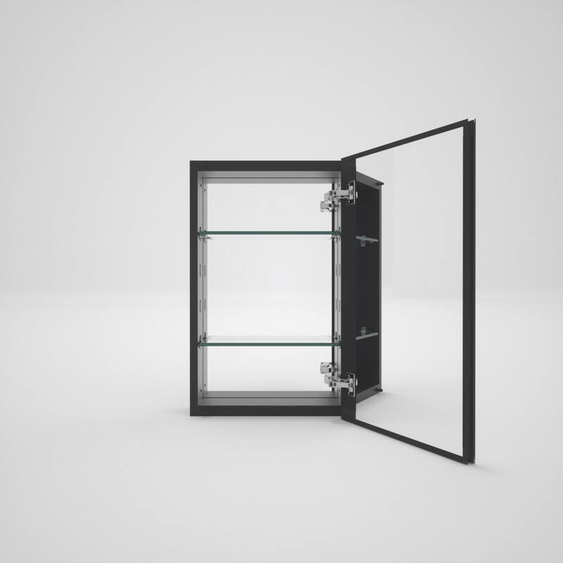 15" x 24" Rectangular Aluminum Surface Mount Medicine Cabinet with Mirror and Shelves - 15" x 24"
