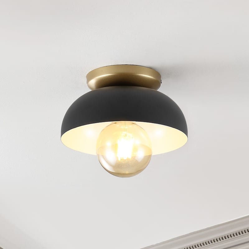 Rodanthe 8.5" 1-Light Classic Industrial Iron LED Flush Mount, by JONATHAN Y