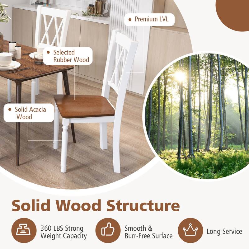 Gymax Dining Chairs Set of 2 Wood Farmhouse Dining Room Side Chairs