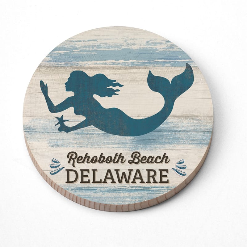 Pop A Top Wood Bottle Opener Coaster-Mermaid With Starfish Name Drop - 3.7x.064