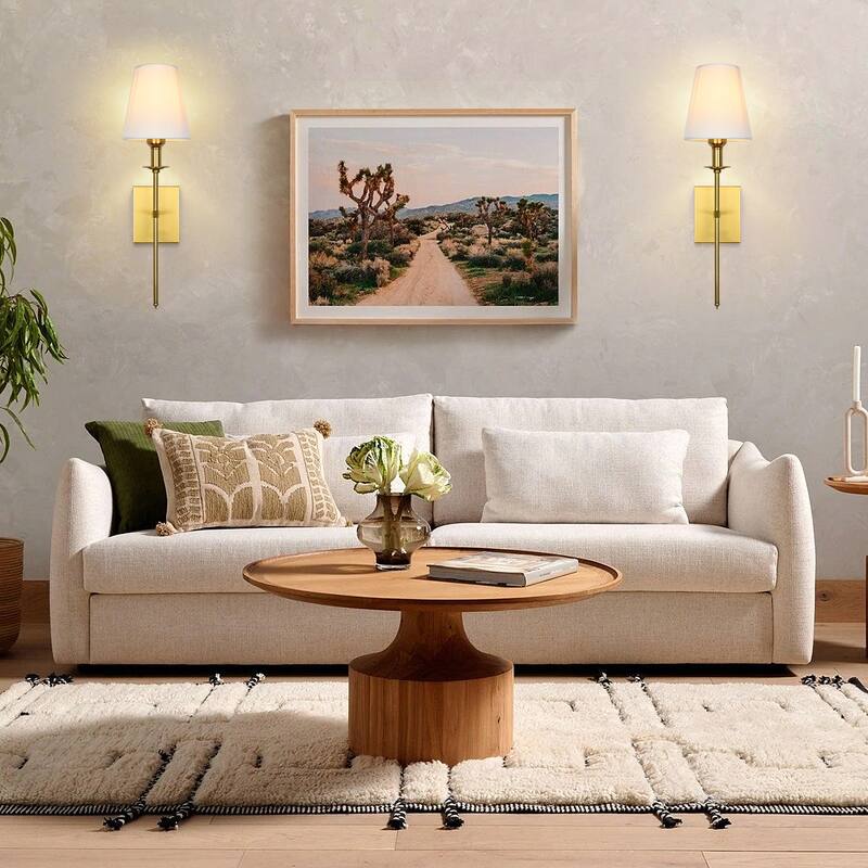 Starsky 1 - Light Industrial Wall Sconce Set with Tapered Fabric Shade (Sets of 2)