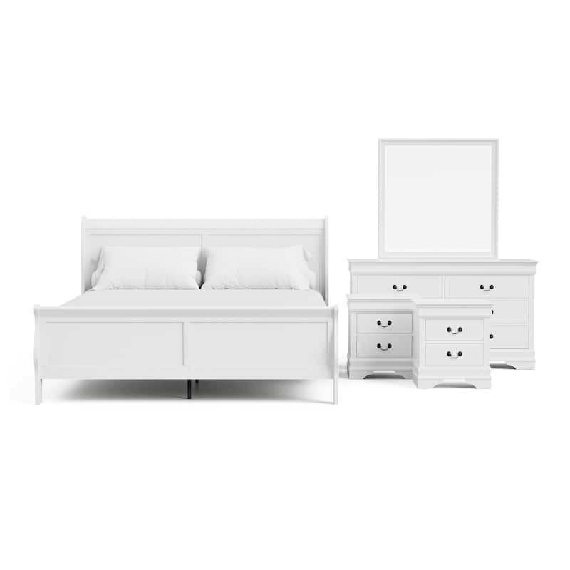 Furniture of America Devi Traditional Solid Wood 5-Piece Sleigh Bedroom Set