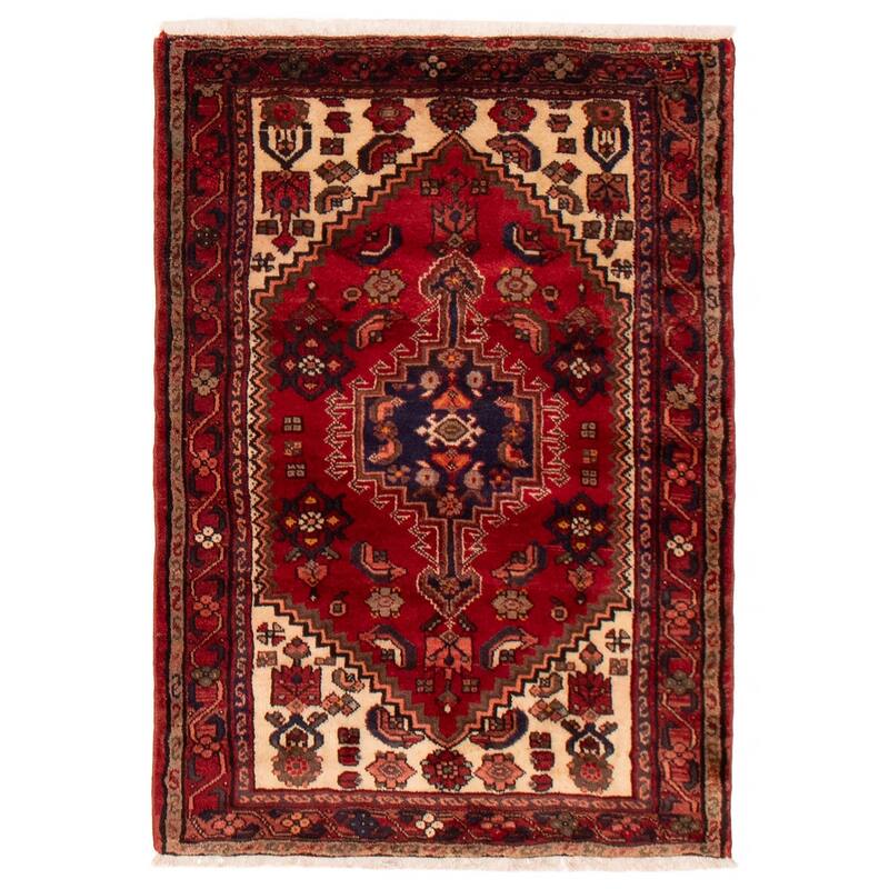 ECARPETGALLERY Hand-knotted Andelz Red Wool Rug - 3'4 x 4'7 - Red - 3'4 x 4'7