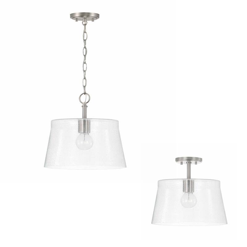 Baker 1-light Pendant/ Semi-Flush Mount w/ Clear Seeded Glass