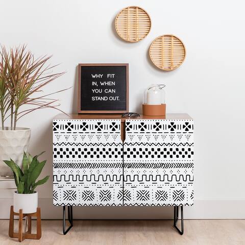 Deny Designs Sikasso Black and White Geometric Pattern Credenza