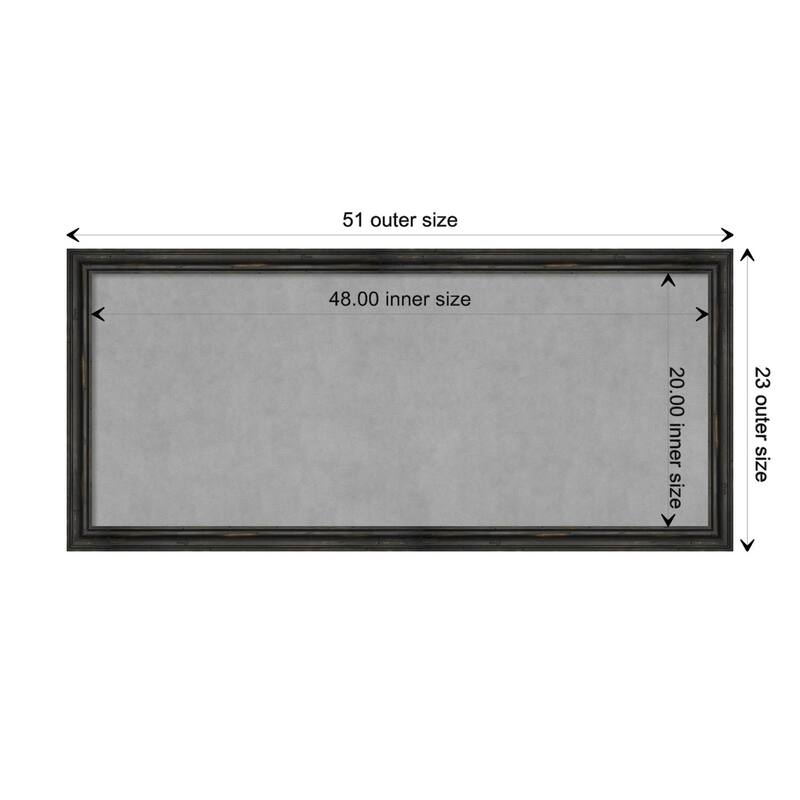 Amanti Art Rustic Pine Black Narrow Framed Magnetic Board - Board Size 48x20