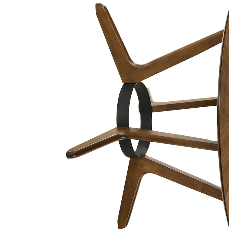 Alana Dining Table, Walnut Brown Rubberwood, Black Metal, 54 Inch Round - Walnut Brown, Black