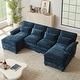 preview thumbnail 28 of 53, 113" Chenillle U Shaped Sectional Sofa with Toss Pillows