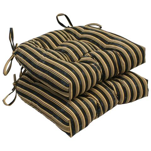 16-inch Rounded Back Tufted Indoor Chair Cushion (Set of 2, 4, or 6, Multiple Fabrics) - 16 x 16