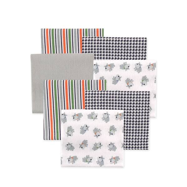 slide 1 of 1, Little Treasure Luvable Friends Boys Cotton Poly Flannel Receiving Blankets Multipack, Grey Dog, 30x30 inches 30x30 inches - Grey Dog