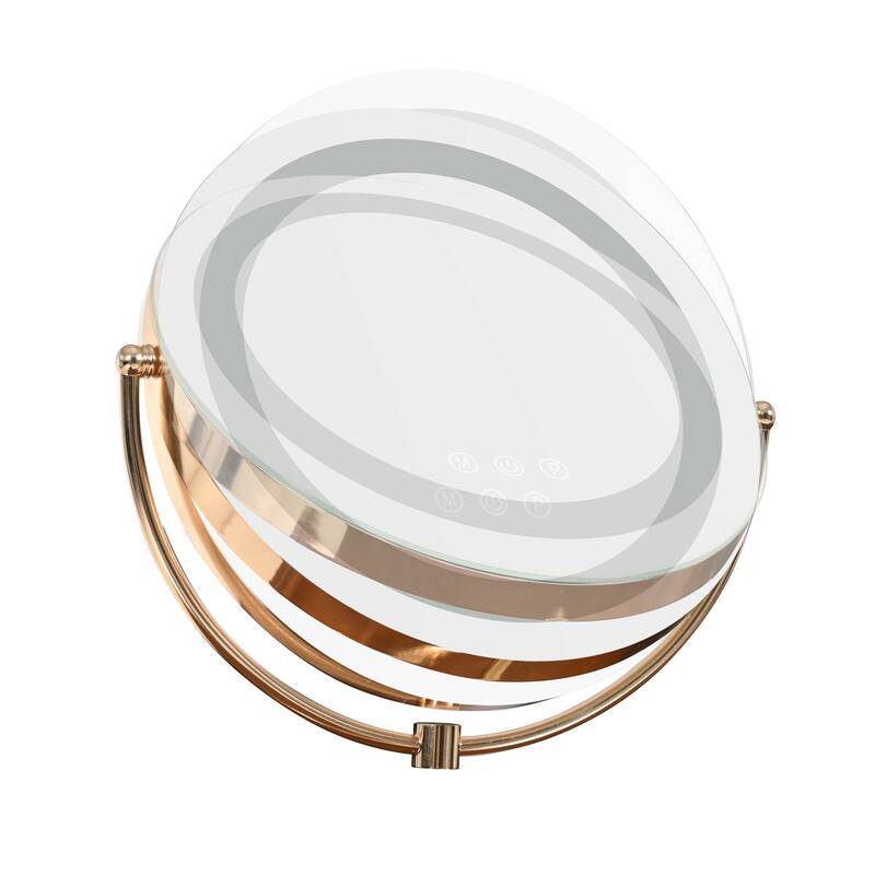 Corner Vanity Desk with Mirror & Lights, Wood Fluted Makeup Vanity Desk, Dressing Table with Large Storage Space