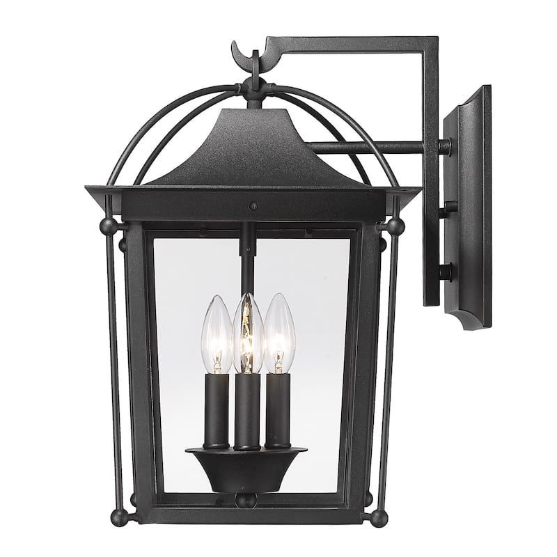 Brigham Large Wall Sconce - Outdoor - Natural Black with Clear Glass
