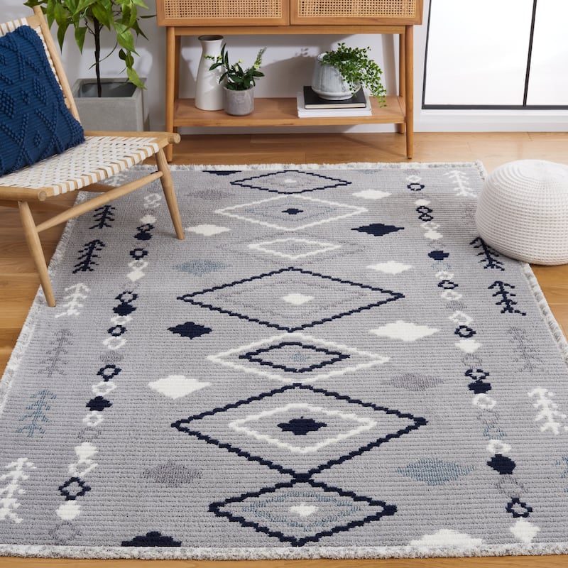 SAFAVIEH Handmade Marrakech Nurlana Traditional Rug - 5'3" x 7'6" - Grey/Navy
