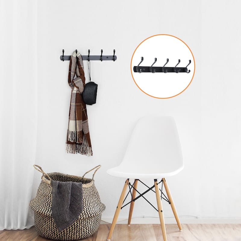 Dual Wall Hook Stainless Steel Base 3/4/5 Hooks Coat Towel Holder