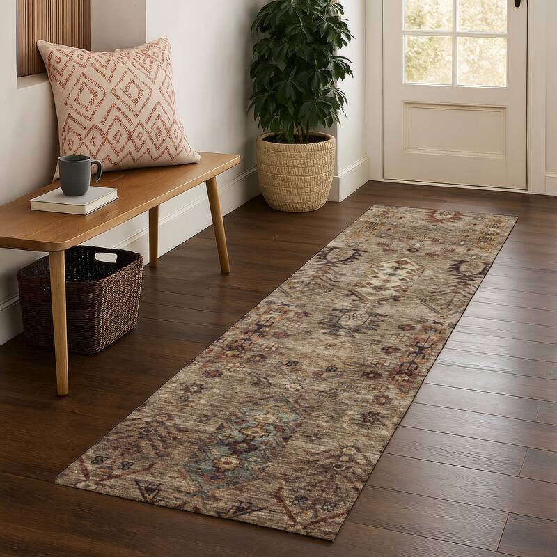 Premium Washable Super Soft Traditional Karachi Mayfield Rug - Brown - 2'3" x 7'6"